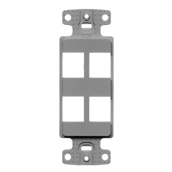 Hubbell Hubbell NS614GY 4 Port Decorator Keystone Frame Plate; Gray NS614GY